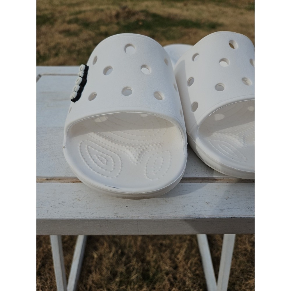 Crocs Unisex Classic One-Strap‎ Slide Sandals, White, Womens 10 Mens 8 - Picture 7 of 10